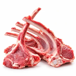 Chuletas de Cordero Lechal 1 kg sobre fondo blanco