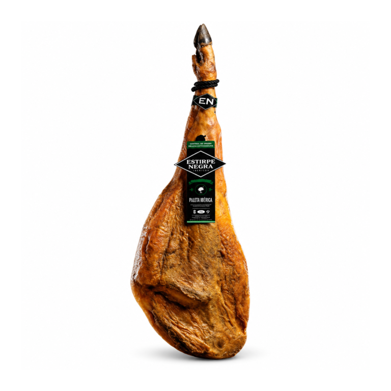 Jamón Ibérico Estirpe Negra Cebo de Campo sobre fondo blanco