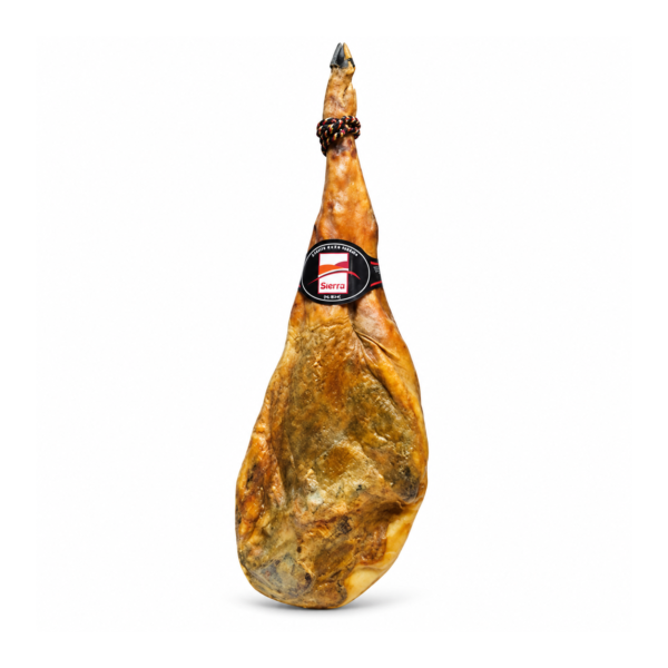 Jamón Serrano Estirpe Negra Duroc Estremadura sobre fondo blanco