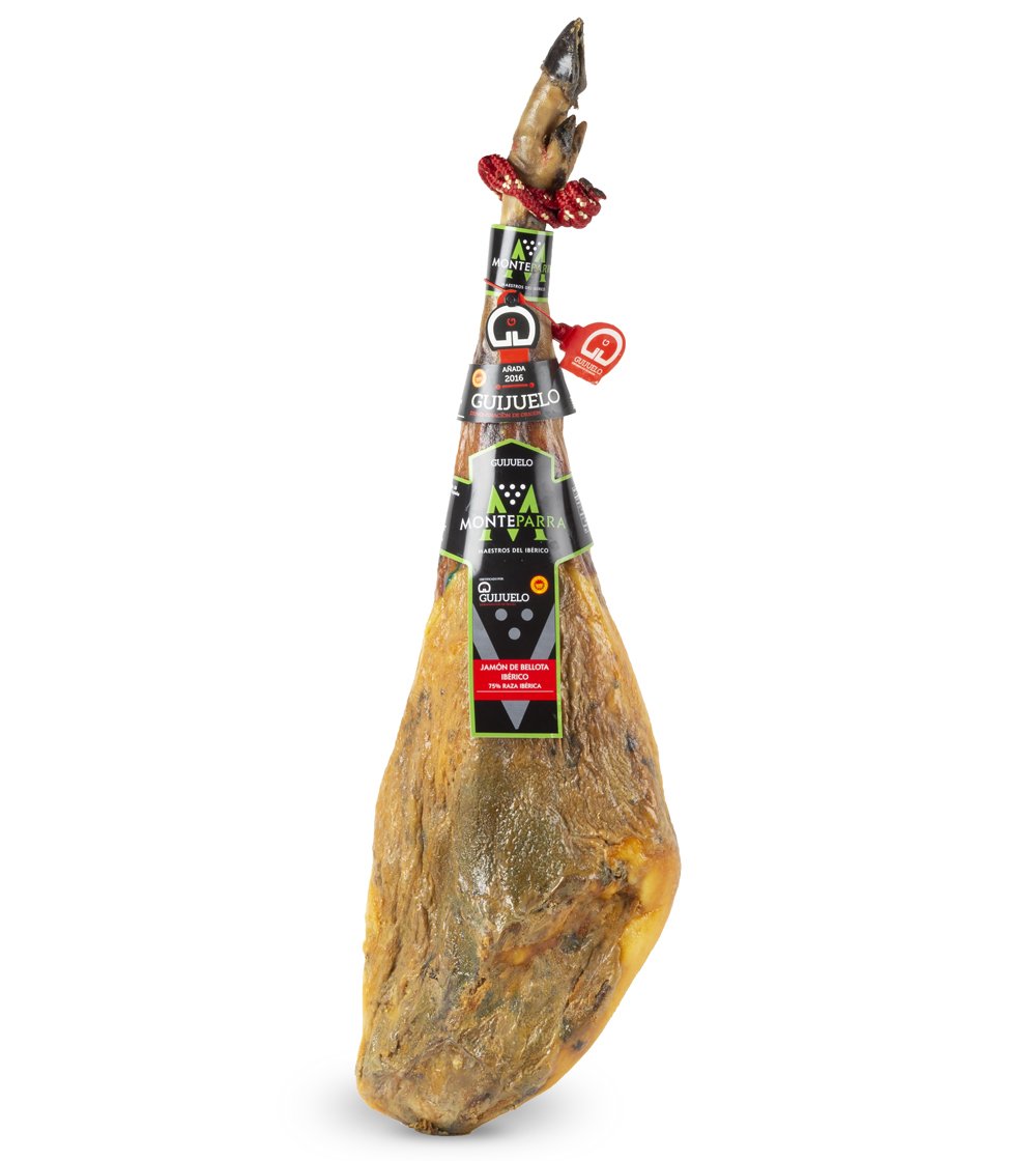 monteparra-jamones-embutidos-guijuelo-bellota-75 Jamón de Bellota Ibérico 75% Raza Ibérica D.O.P. Guijuelo Monteparra 7,5kg aprox - Imagen 1