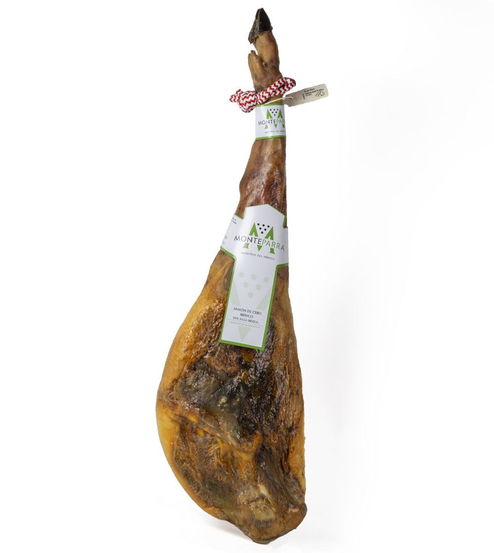 monteparra-jamones-embutidos-guijuelo-jamon-cebo Jamón de Cebo Ibérico 50% Raza Ibérica Monteparra 7,5kg aprox - Imagen 1