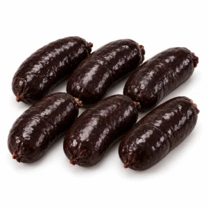 Morcillas 500 g sobre fondo blanco
