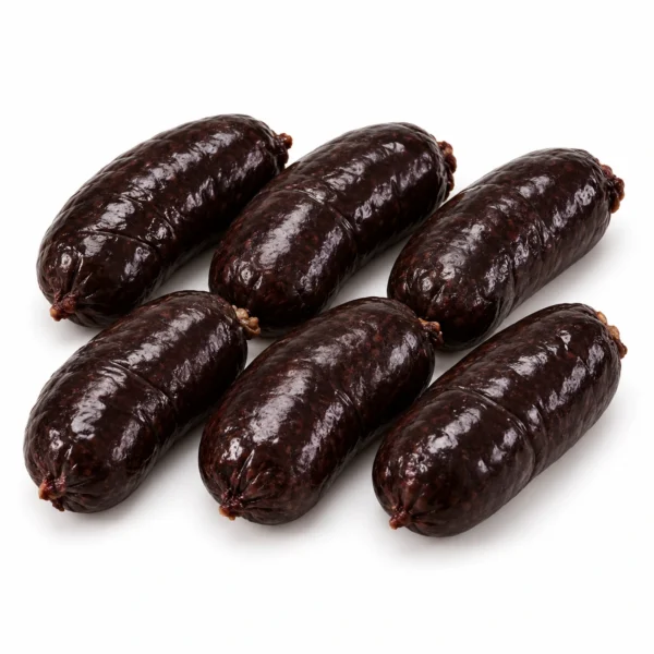 Morcillas 500 g sobre fondo blanco