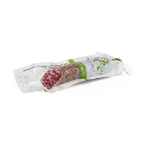Salchichón Ibérico de Bellota Monteparra 100 g sobre fondo blanco